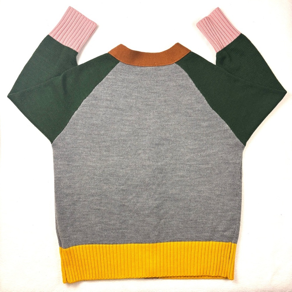 Colorblock Green/Gray/Pink “Grandpa” Cottagecore Button Cardigan Sweater (2XL) - Picture 8 of 15